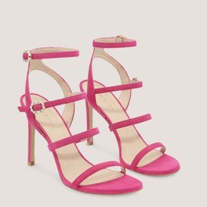 NEW Stuart Weitzman Dazzle Gladiator 100 Sandal Heel Pink Suede